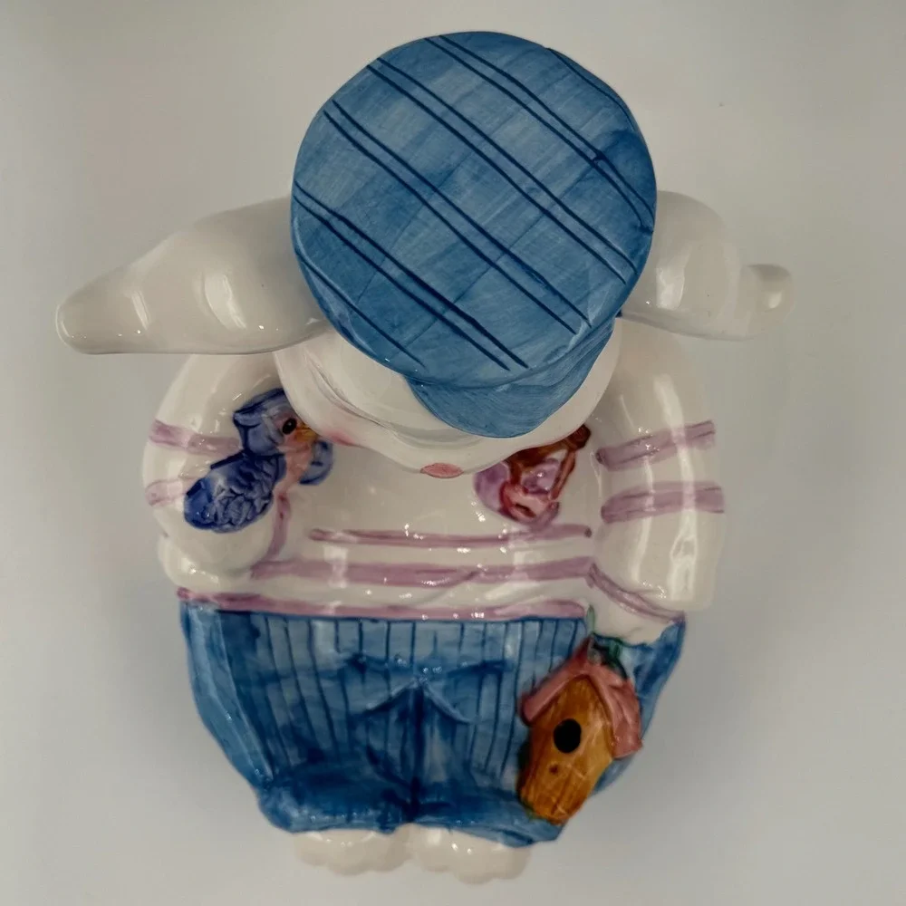 WCL Easter Bunny Rabbit Candy Dish Bowl Spring Home Decor Grandmacore Whimsical